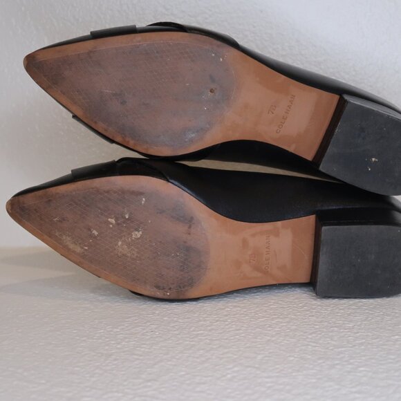 Cole Haan SIZE 7 Camila Skimmer Pointed Toe Flats Women Black Leather - Picture 8 of 8